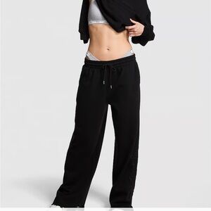 Victoria’s Secret Pink Campus Fleece Wide-Leg Split-Hem Sweatpants